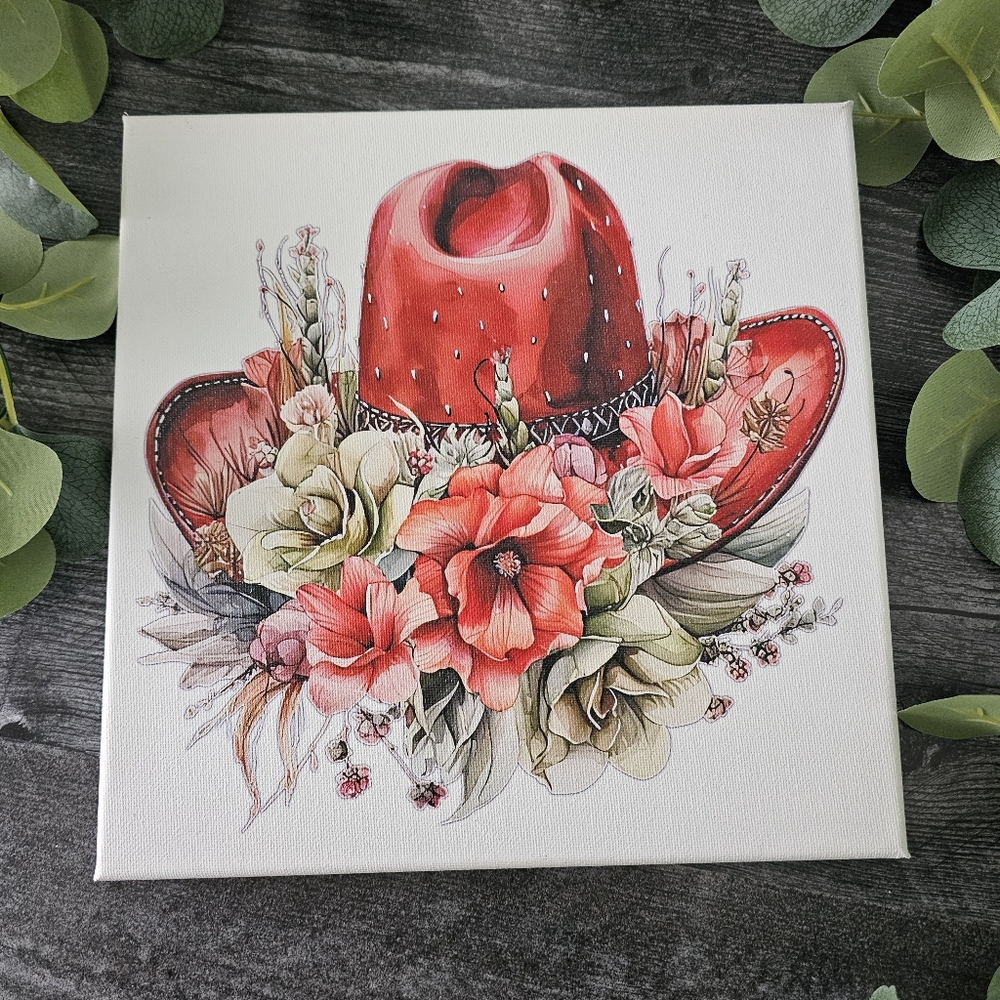 Floral Red Hat Canvas Art